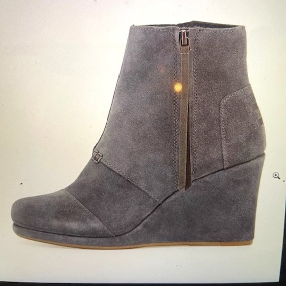 Toms Desert Suede Wedge Bootie, Dark Gray - Picture 1 of 5